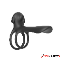 Anillo con vibración y control en silicona médica hacia arriba