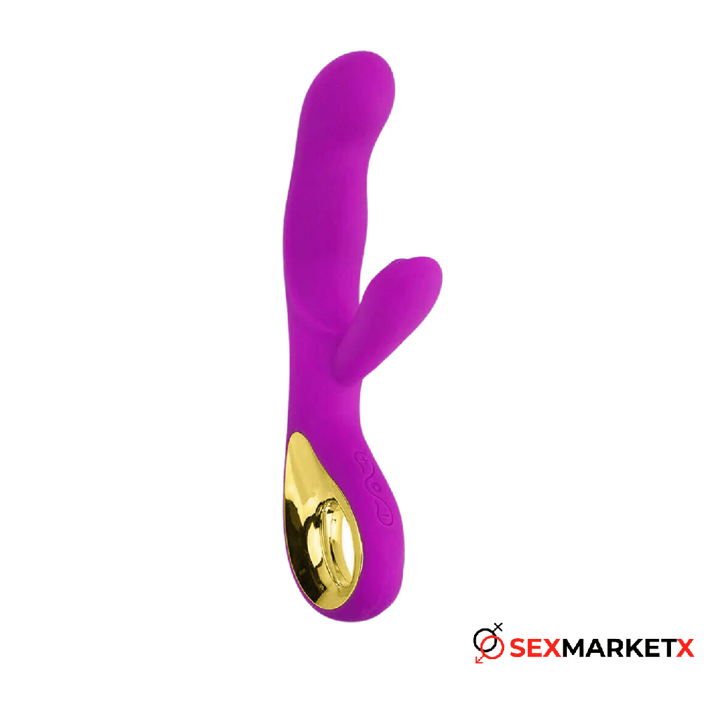 [JUG-SEM-802] Vibrador Anna con Estimulador (Morado)