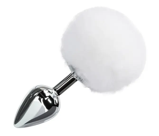 Plug anal metálico cola de conejo talla S
